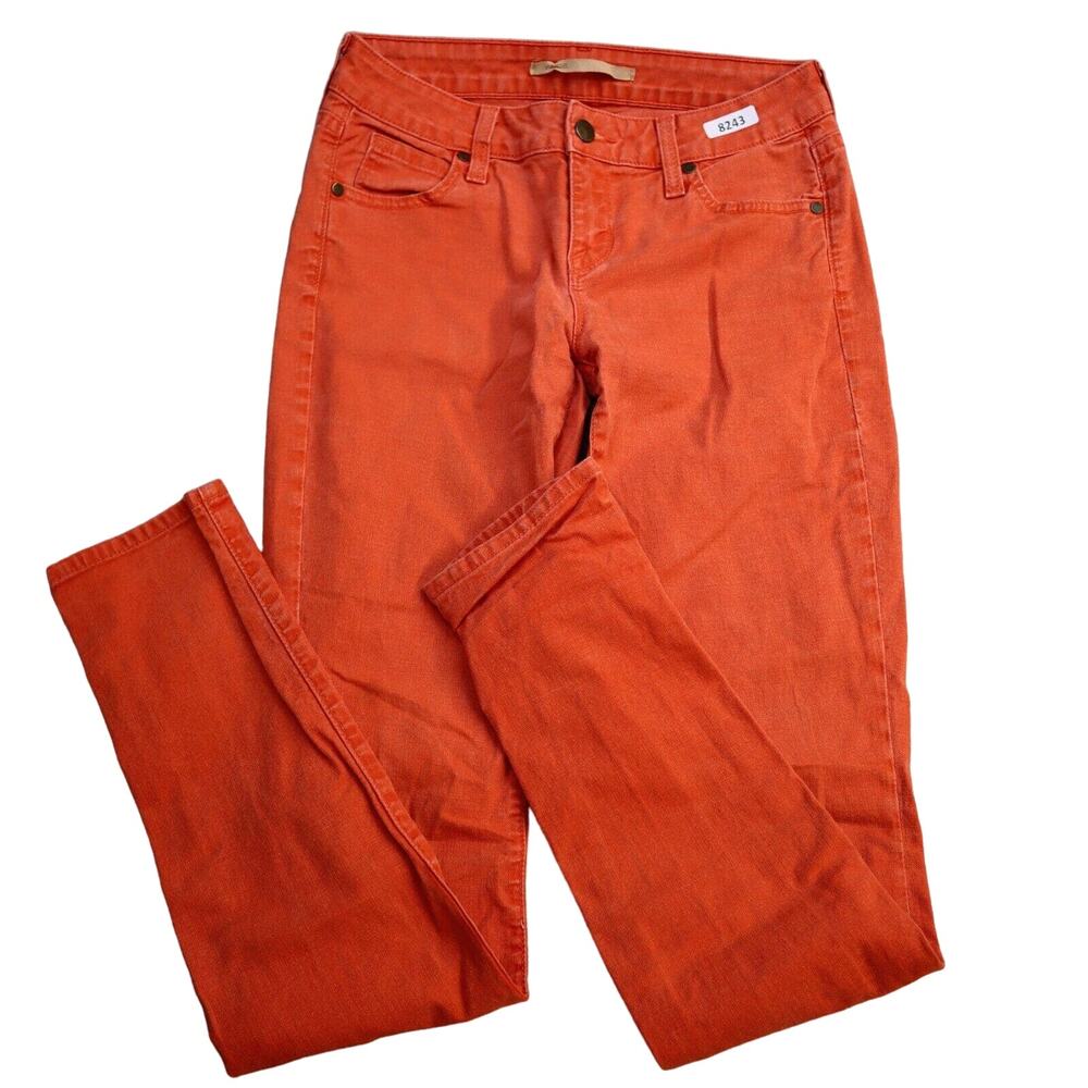 Vince Jeans Womens 26 Orange Skinny Leg Colored Denim Casual Low Rise Preppy